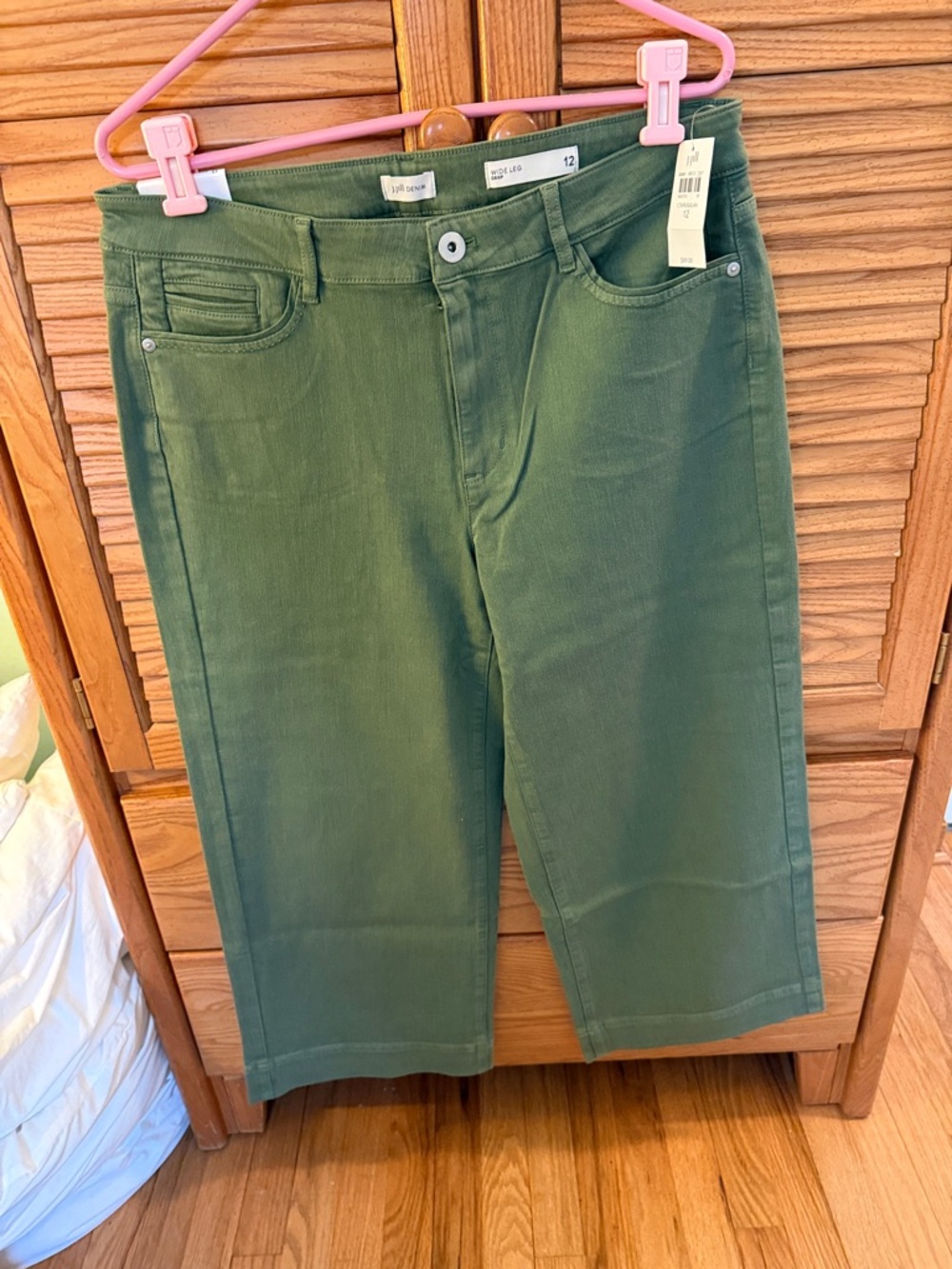 NWT 🌸 J. Jill Olive Green wide Leg Jeans Size 12